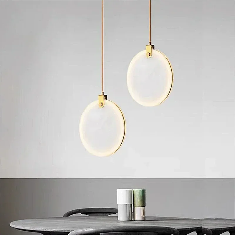 

Postmodern Marble Pendant Lamp Home Decor Living Room Bedroom Study Circular Shape Hanging Lights Decoration Small Chandeliers