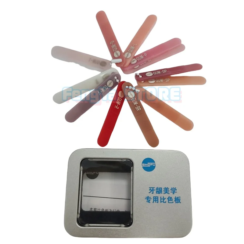 12-Color/Set SHOFU Gumy Gingival Aesthetic Shade Guide Indicator Tri-Color Set Dental SHOFU Halo Gingiva Indikator Gum Guide