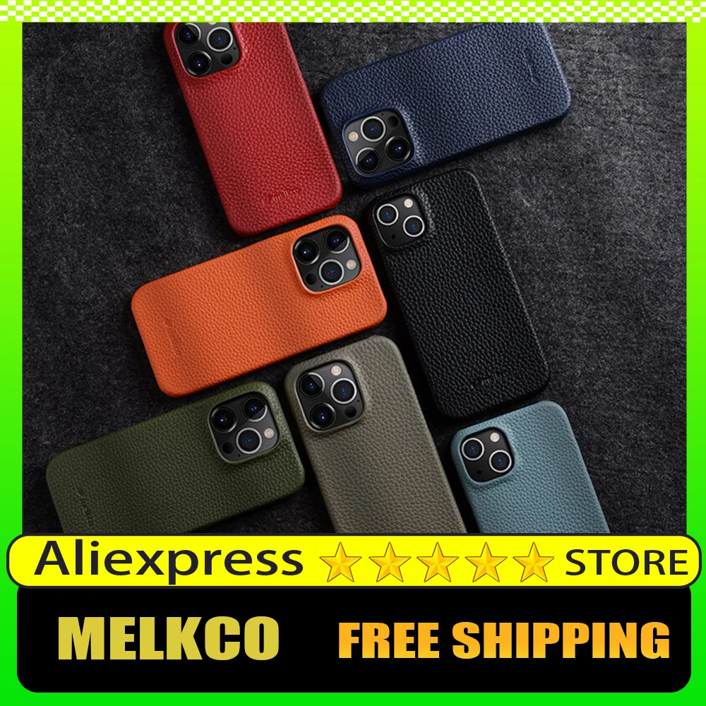 

Melkco Premium Genuine Leather Case for IPhone 14 15 Pro Max Plus Anti-slip Luxury Business High-end Cow Phone Cases Back Cover