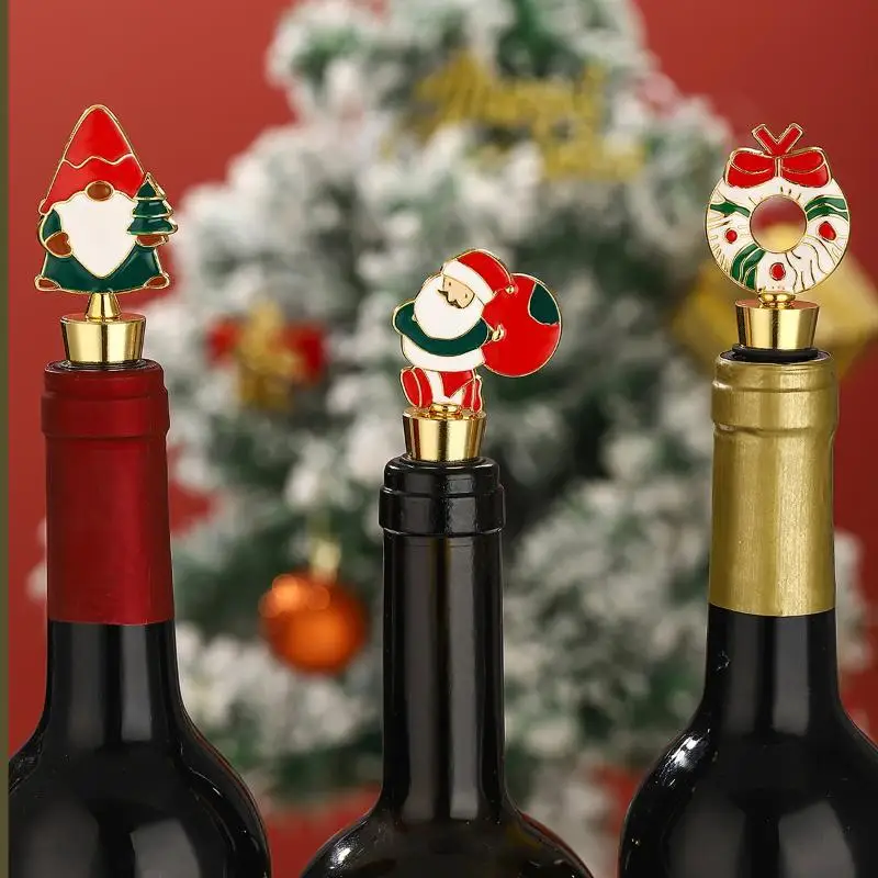 Zinc Alloy Christmas Snowman Shape Wine Stopper For Wine Champagne Fresh Keeping Bar Decor
