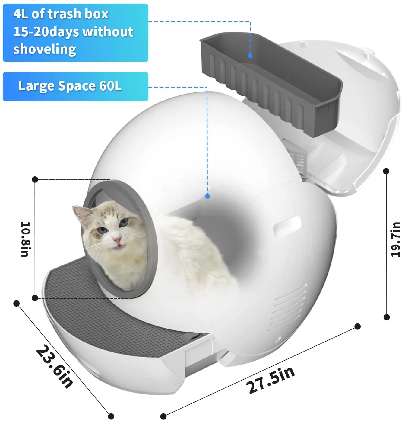 Smart Auto Self Cleaning Automatic Uv Disinfection Cat Box Big With Mobile App Control Automated Cat Cat Toilet