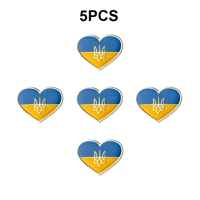 1-100pcs Ukraine Heart Shape Lapel Pin Flag badge Brooch Pins Badges