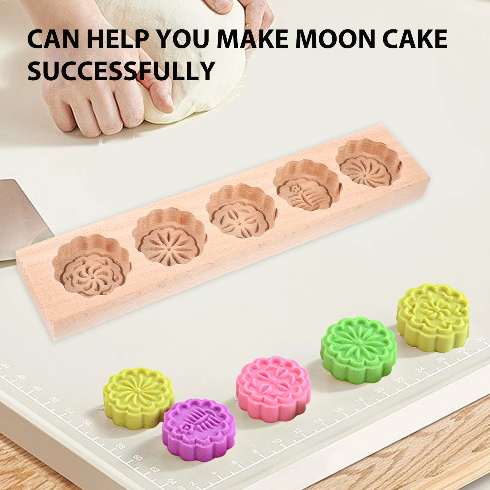 

DIY Moon Cake Mold Wooden Cookie Mold Chinese Traditional Style Baking Tool Nonstick Wood Safe Easy Clean Delicate Decorative