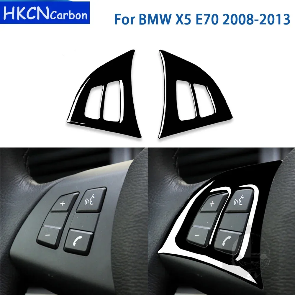 

For BMW X5 E70 2008 2009 2010 2011 2012 2013 Accessories Car Black Plastic Steering Wheel Button Trim Sticker Decoration