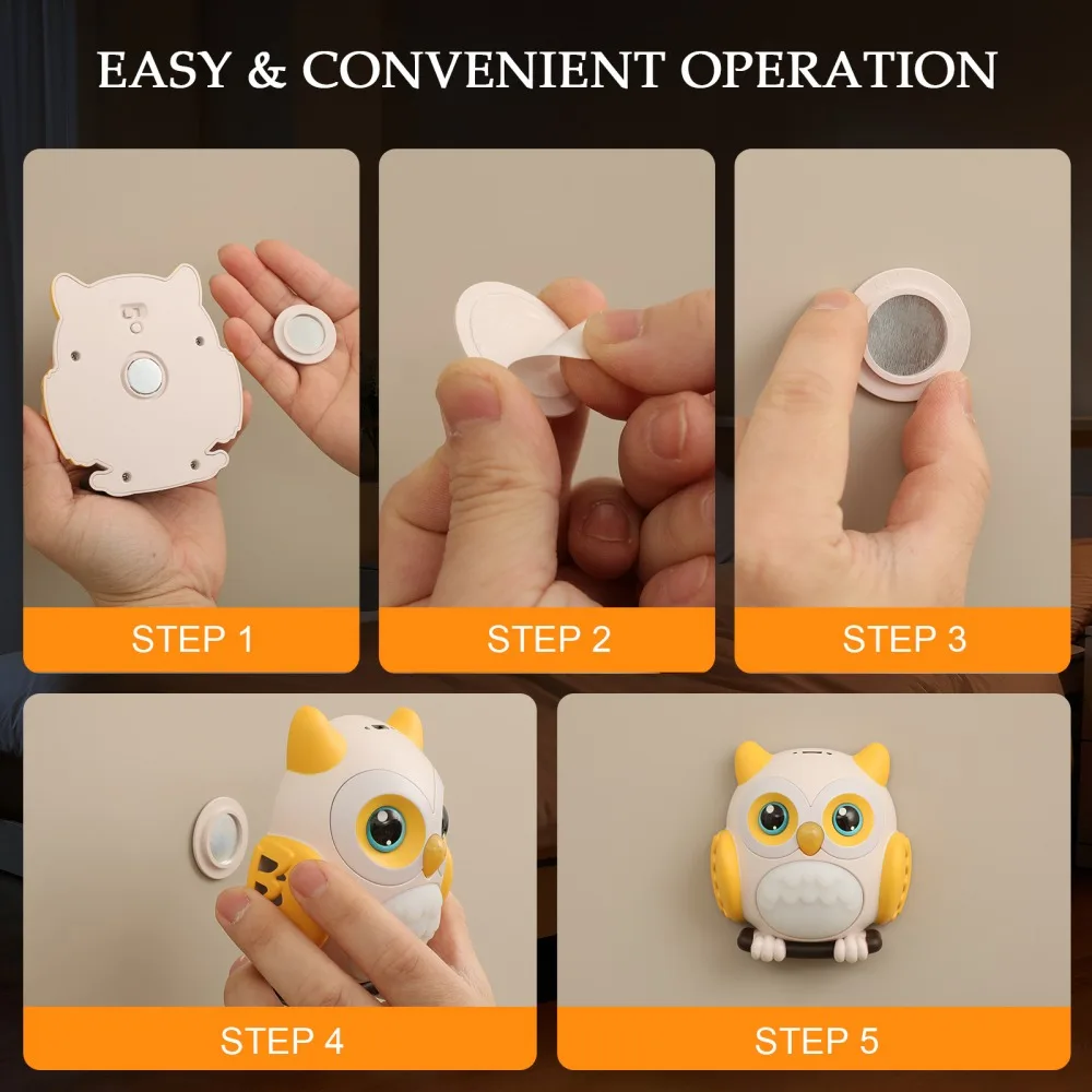 البومة المغناطيسي السيارات محس حركة ضوء الليل 2 الجناح تأثيرات الإضاءة ضوء دافئ مدور تصميم آمن سهل عصا / جبل المغناطيسي