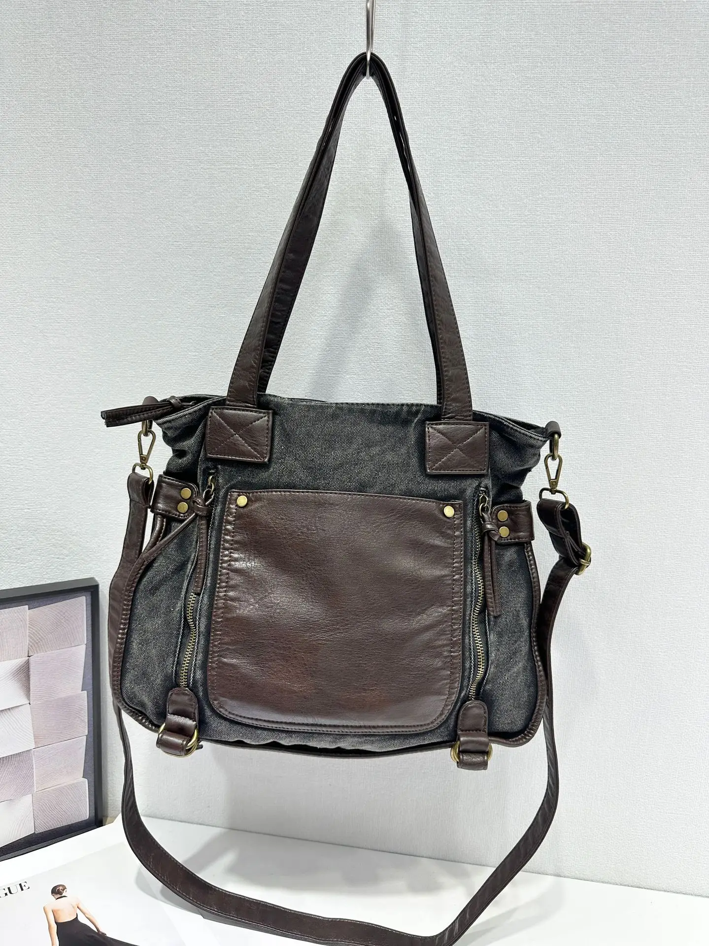 Summer Fashion Bags for Women Totes Large Denim Shoulder Bags Patchwork Jeans Style Large Capacity Woven Blue Handbags