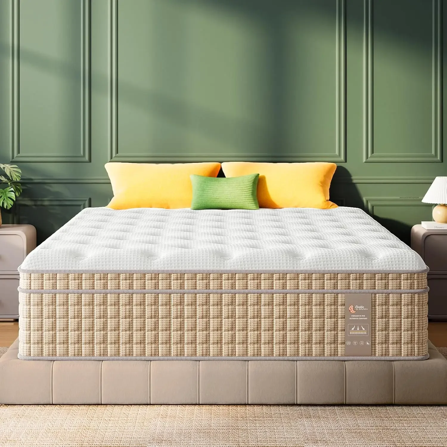 King Size Mattress, 14 Inch Hybrid King Mattress in a Box with Pillow Top Design, Upgrade Pocket Spring Mattress for Motion