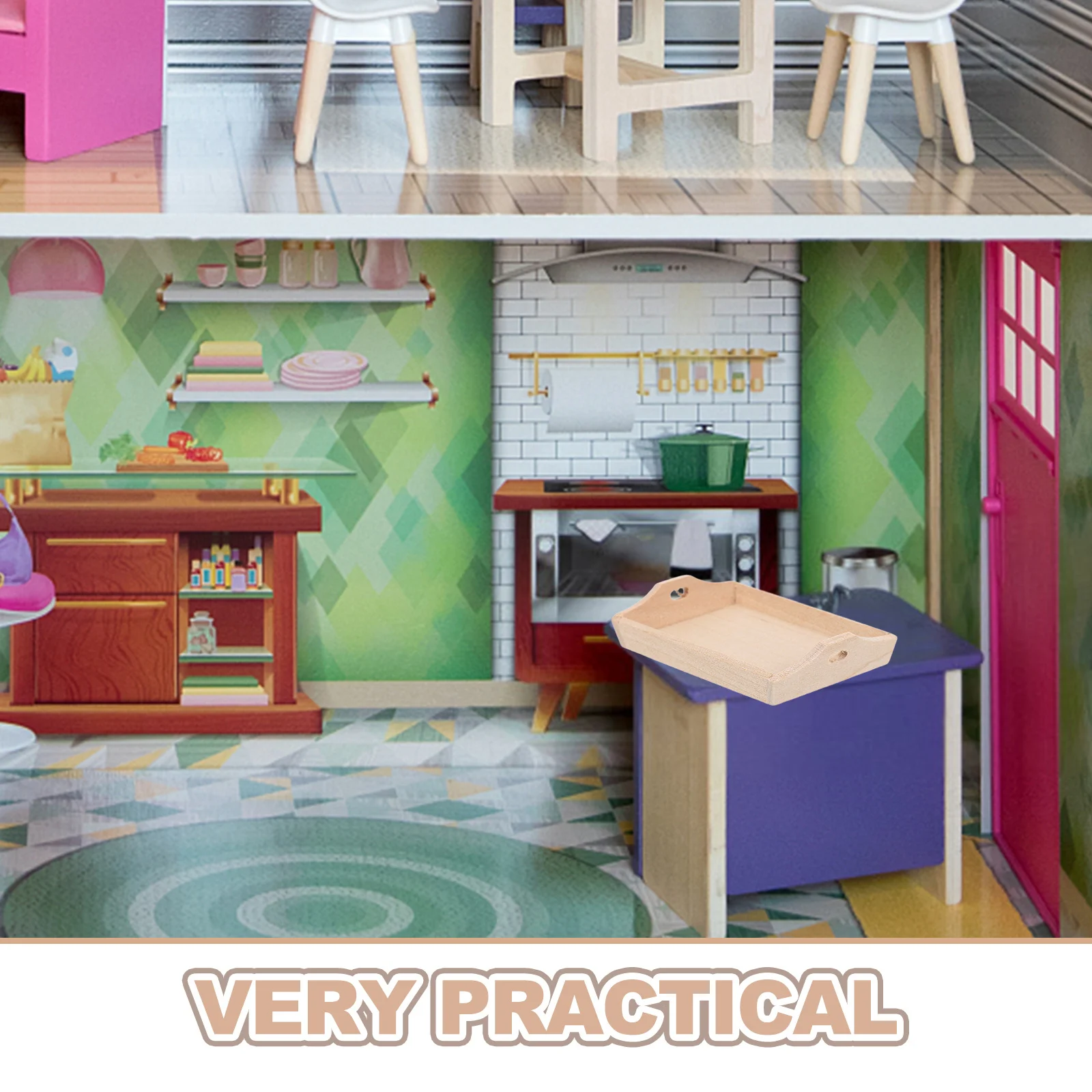 Mini Houten Broodbakje Keukenaccessoire voor Poppenhuis Decor Kinderen Fantasiespelset Beukenmateriaal Veilig Lichtgewicht Niet-kromtrekkend