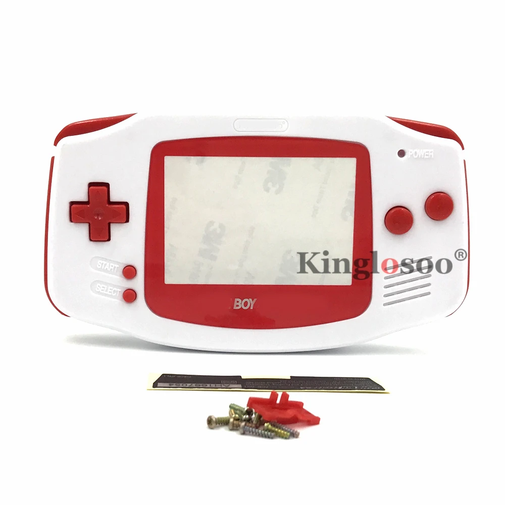 Red white full housing cover replacement kit for GameBoy Advance GBA console shell case with glass screen lens