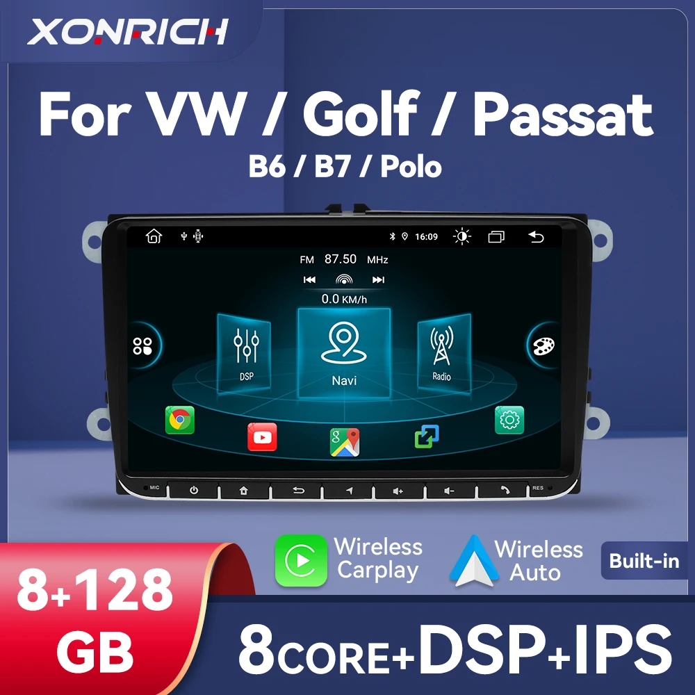 8GB Wireless Carplay Android 12 Car Radio For Volkswagen VW Passat B6 B7 CC Tiguan Touran GOLF POLO IPS Multimedia GPS Autoradio