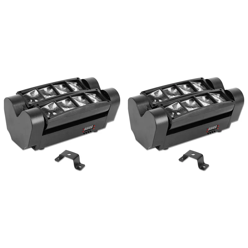 

ABZW 2X Mini Spider Light 8X3w RGBW LED Stage Moving Lamp DJ Disco Nightclub Dance Wedding Bar Holiday Effect EU PLUG