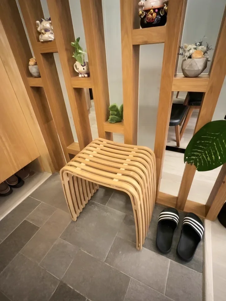 Simple Bamboo Living Room Dining Stool Furniture Modern Home Casual Shoe Changing Stool Strong and Durable Dressing Chair