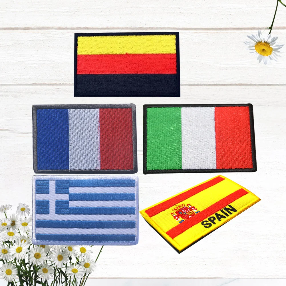 

5Pcs Sports Embroidery Cloth Patch National Flag Badge for Repair Decoration on Jackets Shirts Hats Bags Sports Embellishments