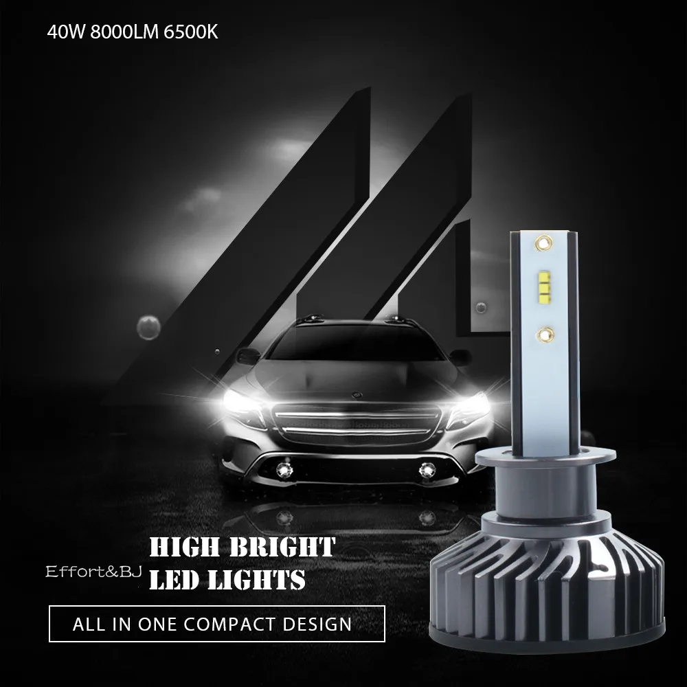 

Effort&BJ F2-1 Super Bright H8 Car LED Headlight H1 H3 H7 H4 H9 H11 9005 9006 9007 H13 9012 Auto Bulb 80W 8000LM 6500K