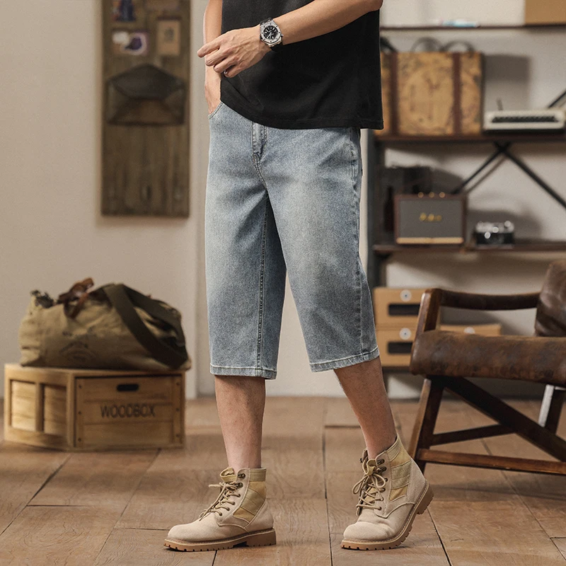 2025, neue amerikanische Retro-Jeans mit weitem Bein für Herren, Y2k, Gothic, gewaschen, locker, gerade, lässig, Paar-Shorts, Jogginghose