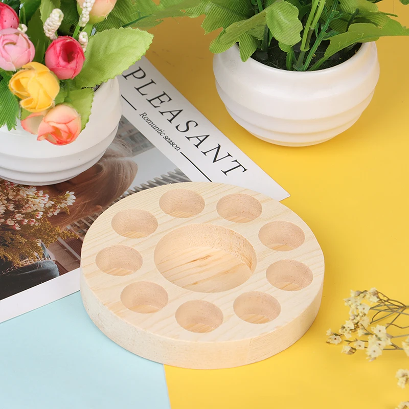Round Wooden Essential Oil Display Stand 10 Slot Organizer Shelf Rack For Home Decor And Wellness Accessories