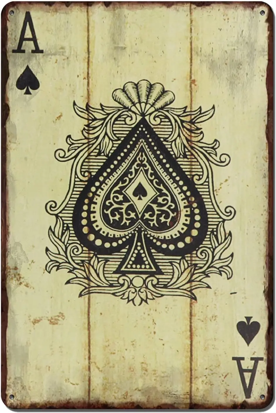 Vintage Poker Wall Decor Metal Sign Retro tin Decorative Signs for Man Cave Home Cafe Pub bar Shop  Inch Spades Ace