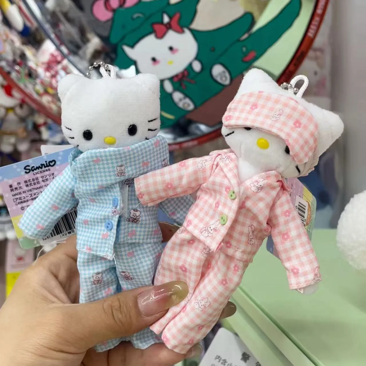 화이트 스킨 롱 레그 헬로키티 파자마 드레스업 가방 펜던트 봉제인형 소녀 스윗 프린세스 카와이 키체인 장식 선물