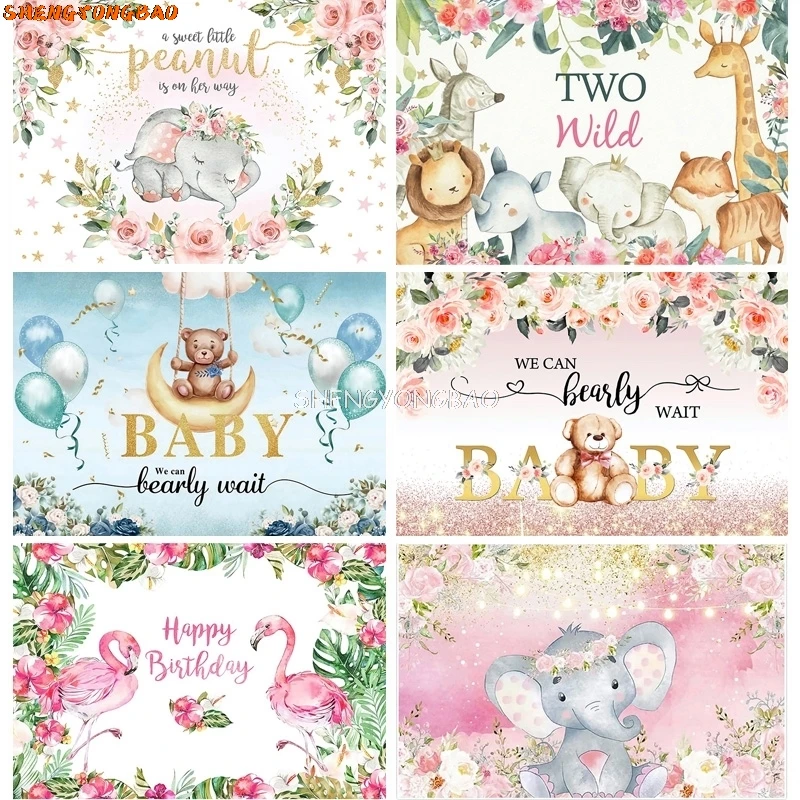 SHENGYONGBAO детский фон для новорожденных на первый день рождения, фон для фотостудии с рисунком слона, реквизит MM-02