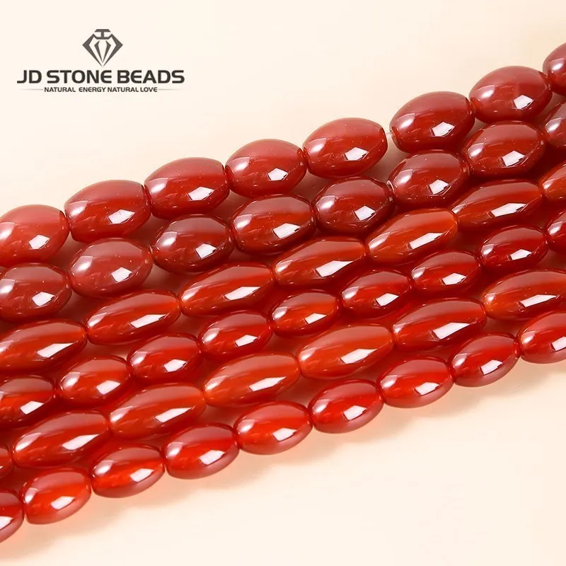 High Quality Natural Red Agate Rice Shape Beads Smooth Loose Spacer Beads For Jewelry Making Necklace Earring Diy Accessories