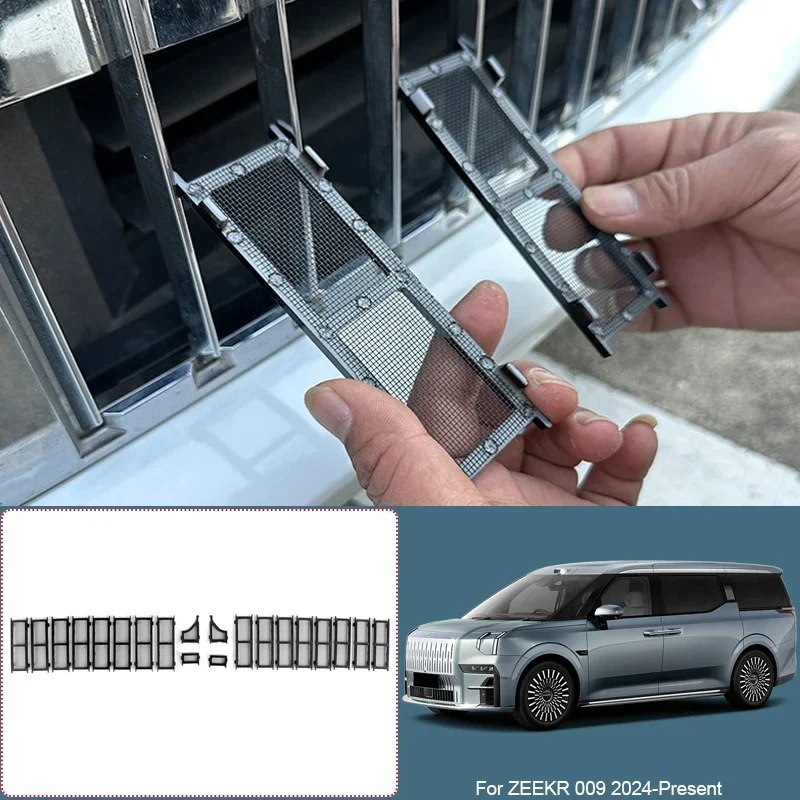 For ZEEKR 009 2024-Present ABS Car Modify Front Buckle Insect Proof Net Auto Front Bumper Center Intake Grille Cover Accessory