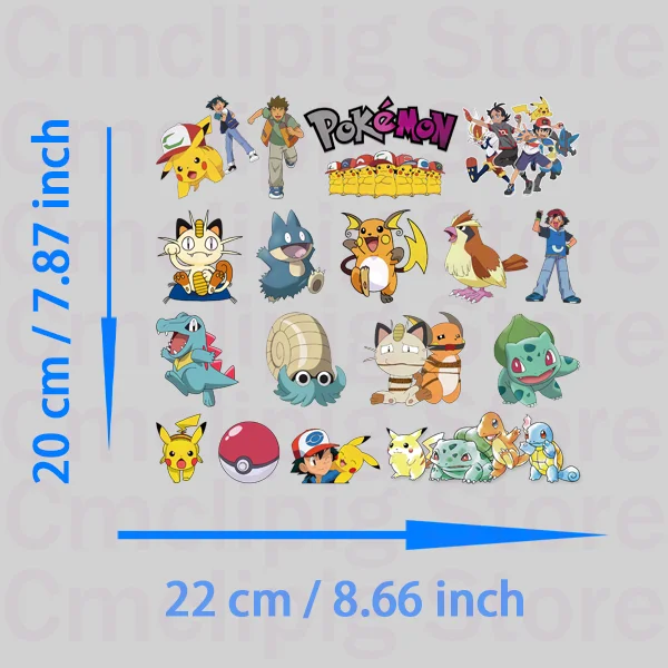 Lovely Pikachu fusible clothing patches self-adhesive heat transfer stickers for children Ironing applications