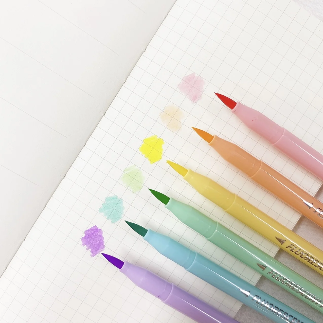 6pcs Vibrant Fluorescent Soft Brush Pens – Perfect for Highlighting, Artistic Calligraphy, & Creative Coloring – Ideal for Art