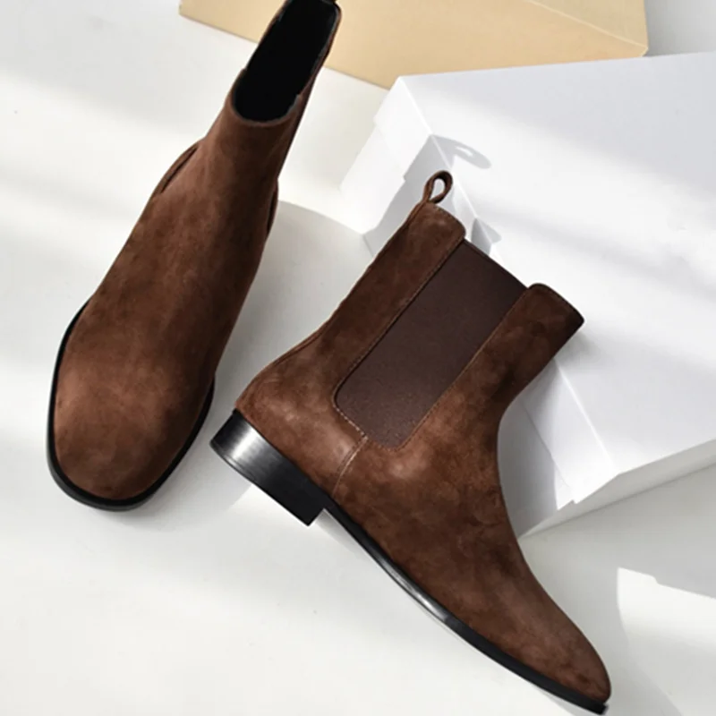 

Withered Minimalist Fashion Autumn And Winter Women's Boots Shoes Retro Genuine Leather Chelsea Boots Women Ankle Boots