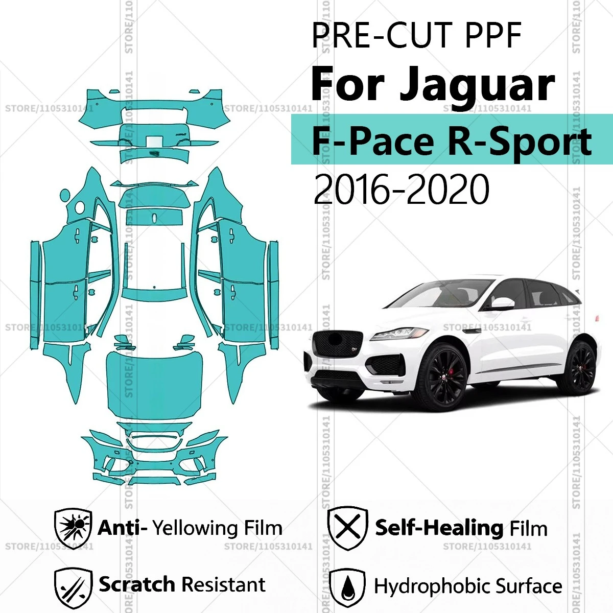

Для Jaguar F-Pace R-Sport 2016-2020: Предварительно вырезанная прозрачная защитная пленка PPF для автомобиля, профессиональная автомобильная пленка PPF