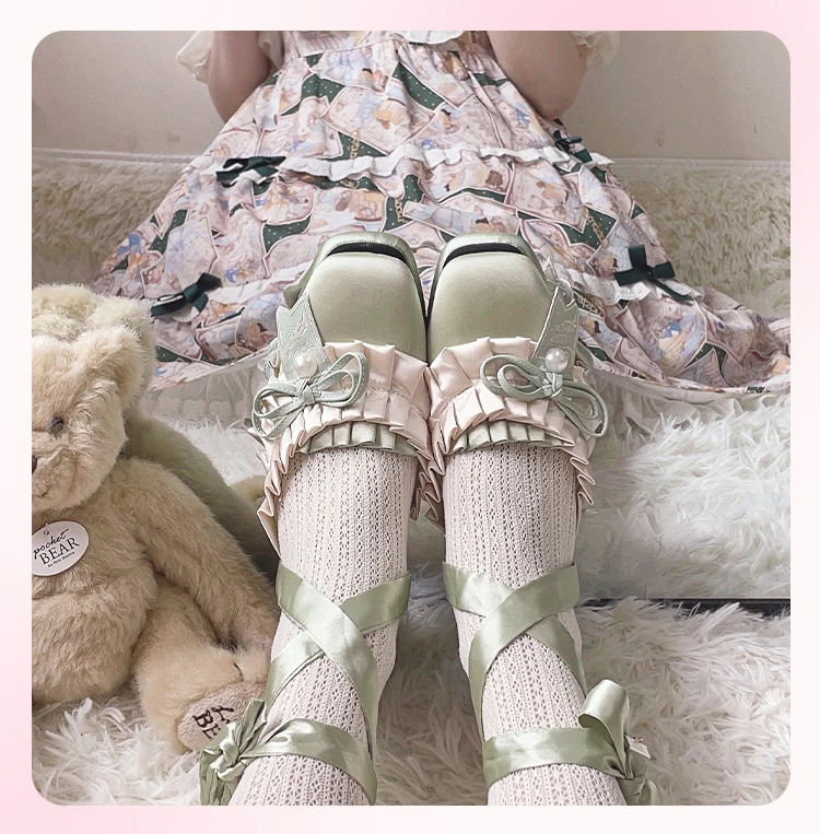 Women's Lolita High Heels Shoes 2024 New Spring Girls Sweet Original Satin Pumps Elegant Ladies Mary Jane Shoes