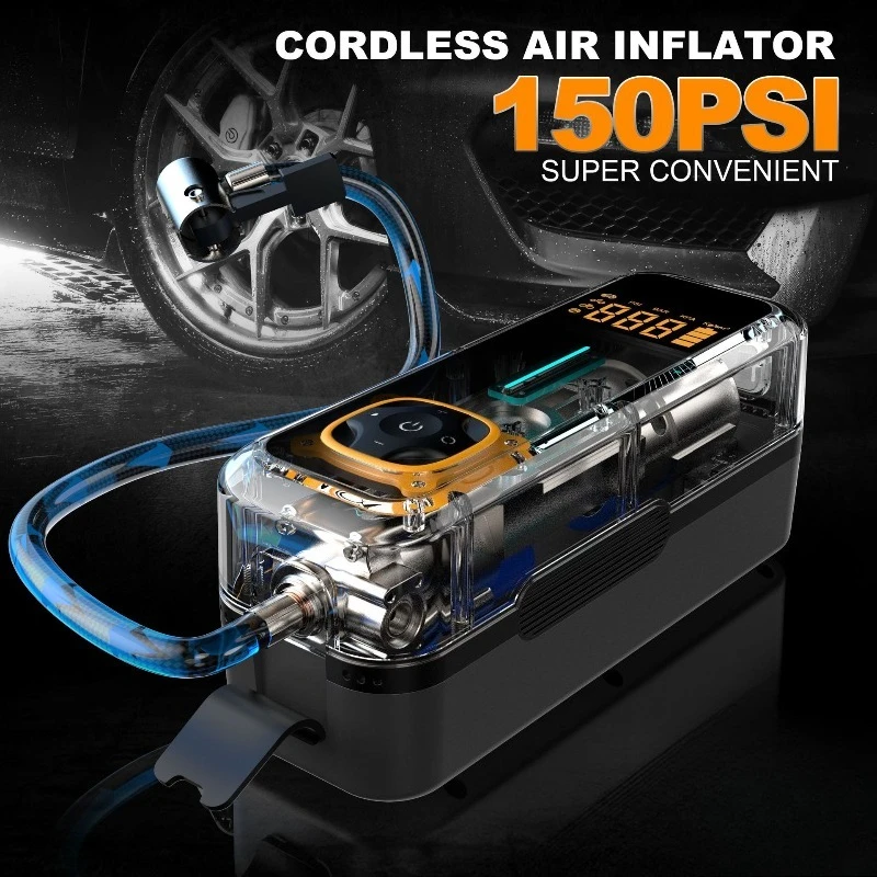 Portable Electric Tire Inflator Digital Display Air Pump With Lighting Function Vehicle Inflation Tool