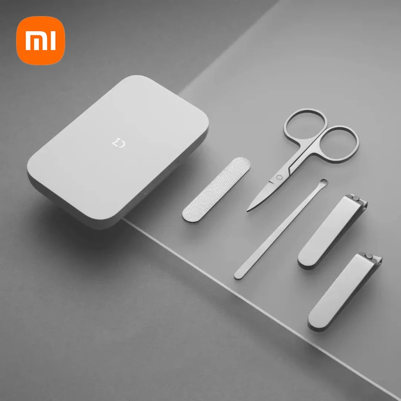 2022 Original Xiaomi Xiaomi Mijia เล็บ Clipper สแตนเลสแบบพกพาเล็บ5Pcs ชุดเครื่องมือ Pedicure Care เครื่องมือทำเล็บมือ
