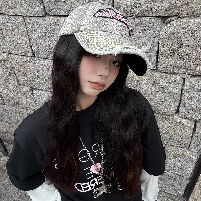 

Женские милые кепки в стиле ретро, милая пряная бейсболка с леопардовым принтом, модная маленькая бейсболка, весенне-летняя кепка Y2k, крутые стильные шапки