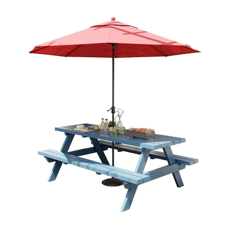 @Solid wood leisure tables and chairs three-piece outdoor community park  courtyard combination anti-corrosion