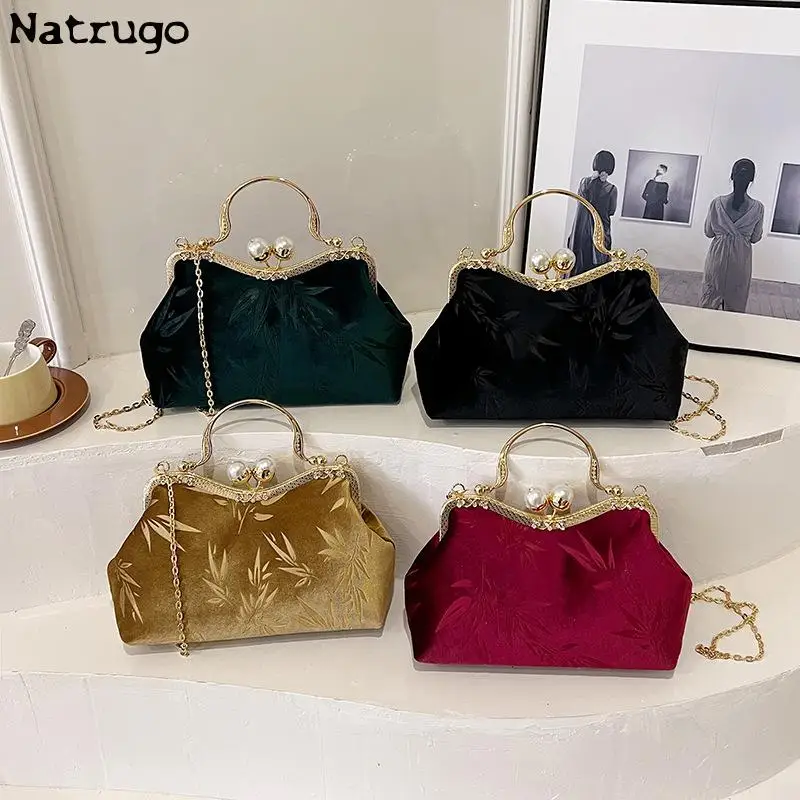 Premium Velvet Women Evening Bag Brand Party Banquet Bag For Ladies Exquisite Wedding Clutch Handbag Shoulder Bag Chain Bolsas