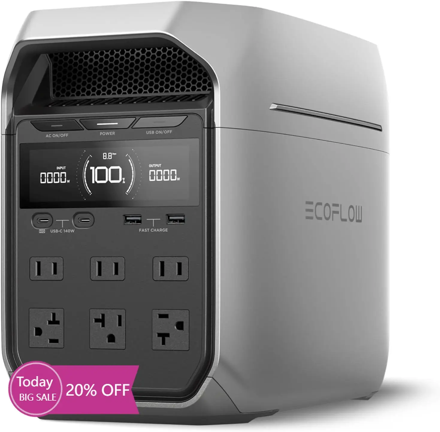 

БестселлерПортативная электростанция DELTA 3 Plus, аккумулятор LiFePO4 (LFP), 1024 Втч, выход USB-C переменного тока 1800 Вт, солнечный генератор