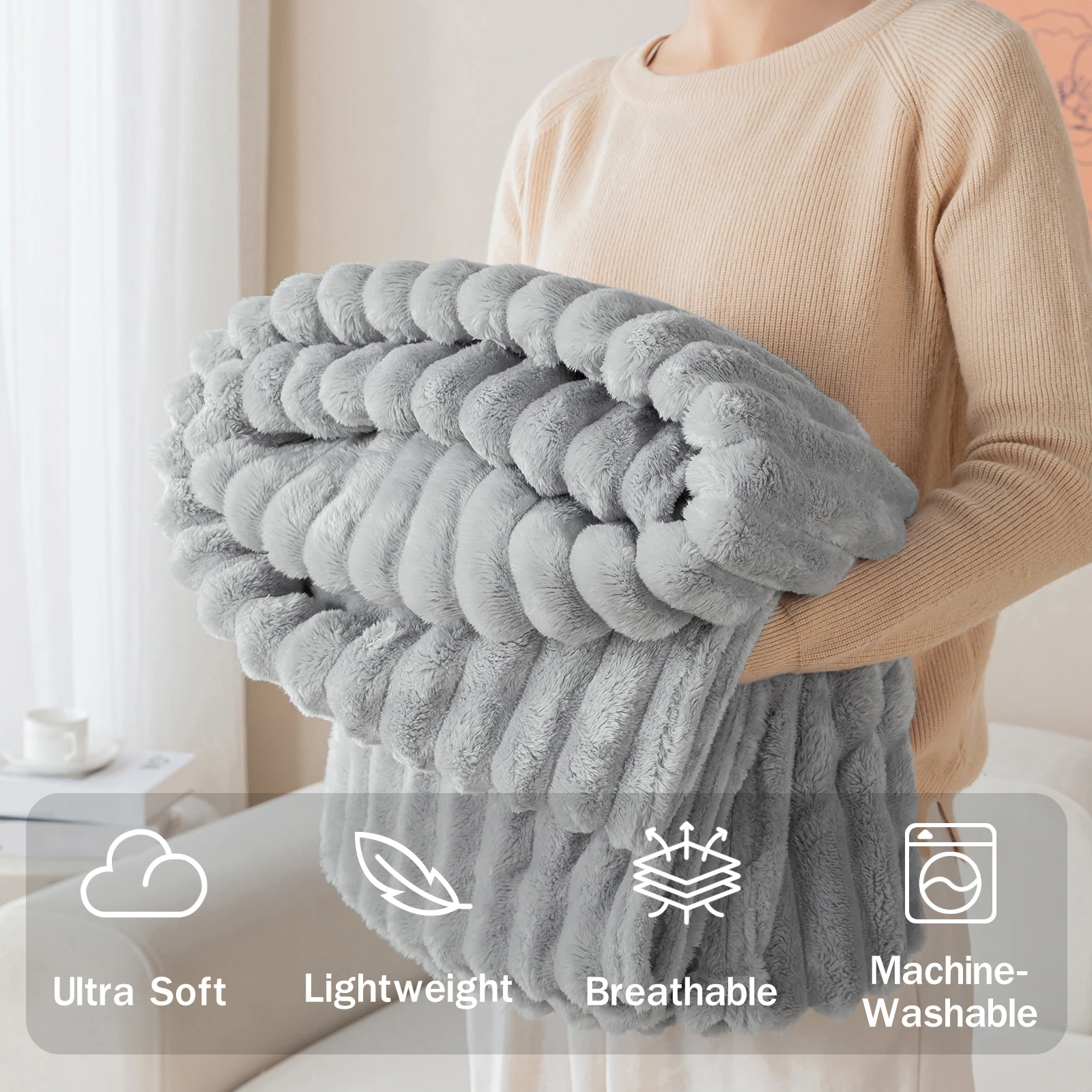 1pc Drawn flannel blanket, fashionable, simple, comfortable, soft cover blanket, nap blanket, Christmas gift blanket