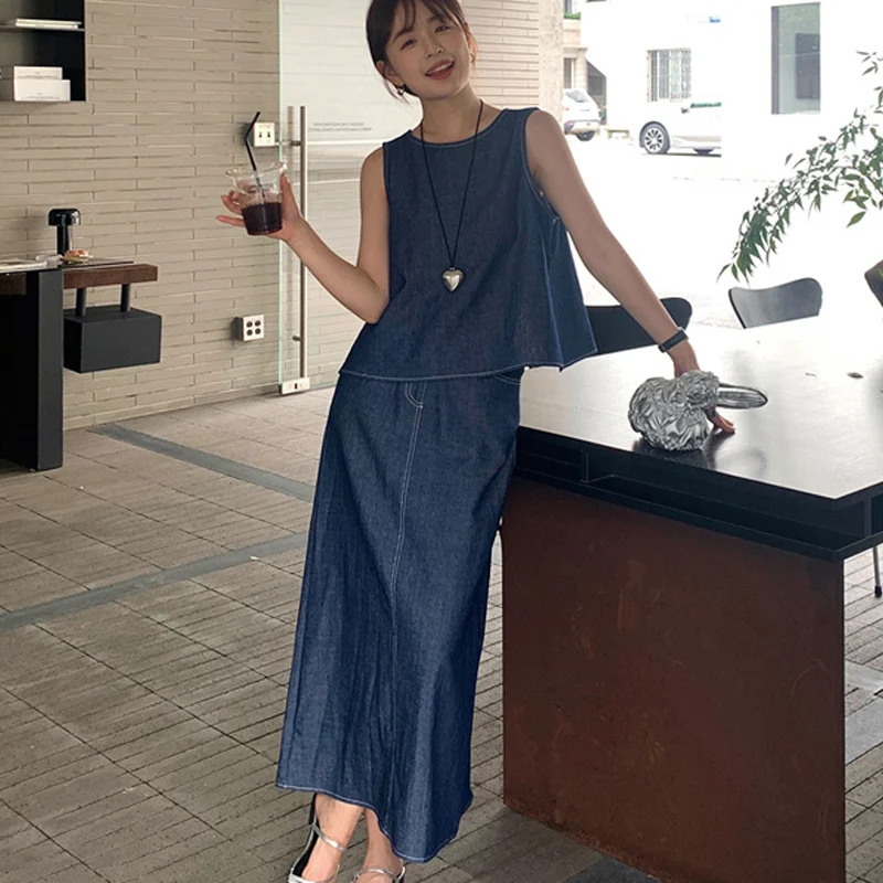 

CASUMANL Brand Sweet Half Skirt Set for Women 2024 Summer Korean Casual Two Piece Set Females Daily Office Gothic Clothes