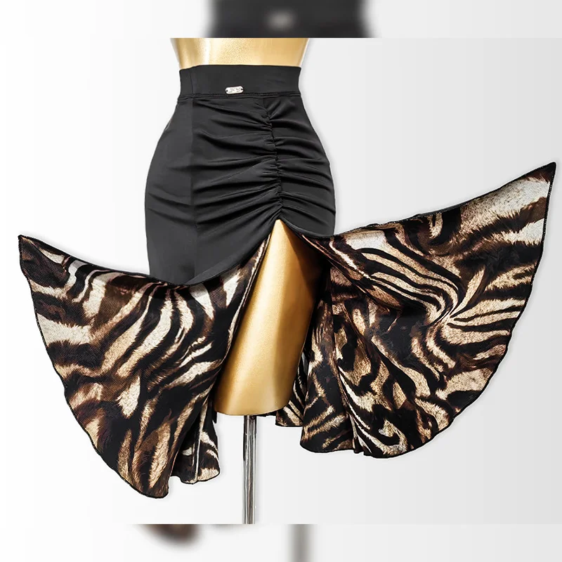 Pratique de la danse latine orm National Stand f jupe bidirectionnelle minceur fendu f jupe été Yoga Fitn vêtements