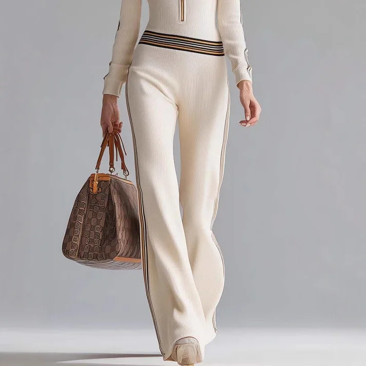 Lady Cloth New Women's Autumn. And Winter Color-blocked Ribbed Knit Long-sleeve Hooded. Jumpsuit Summer Maxi Dress Clothing Midi