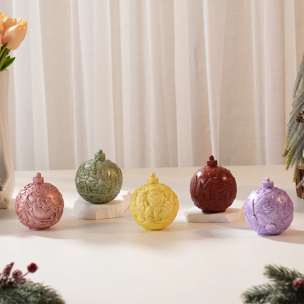 

Concrete Plaster Ball Ornaments Christmas Silicone Mold Christmas Ball Candle Mold Resin Soy Wax Christmas Decor Table Ornament