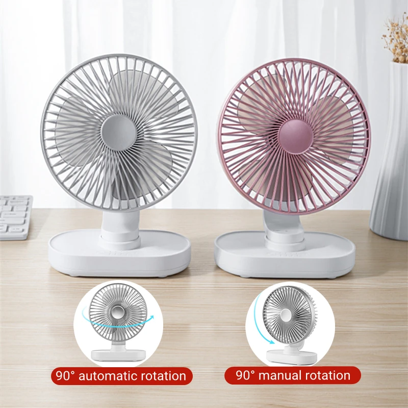 USB Wireless Desktop Fan Auto Rotate 4-gear Wind Blowing Silent Home Air Circulator Cooling Summer Appliances Portable to Office