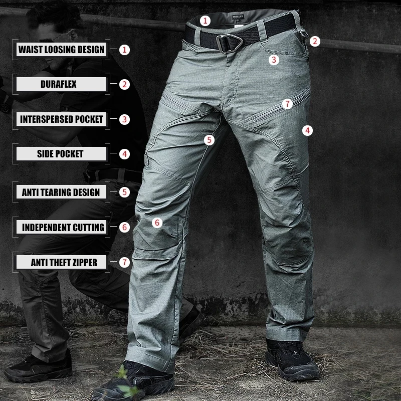 Pantalones militares tácticos impermeables para hombres, pantalones de carga de combate del ejército especial SWAT, pantalones largos de algodón antidesgarro con múltiples bolsillos, Invierno