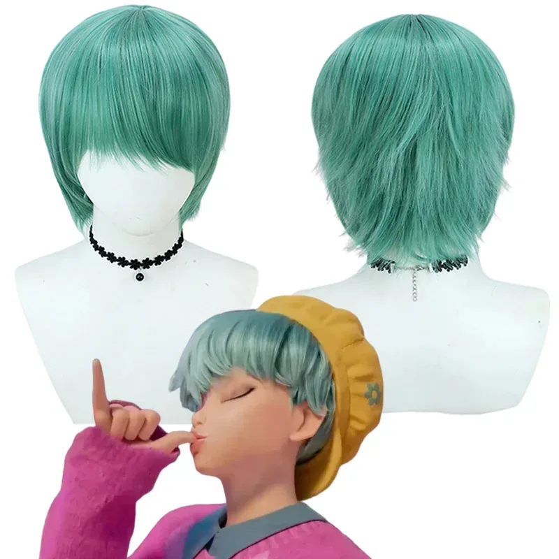 วิกผมคอสเพลย์สีเขียวมิ้นท์สำหรับผู้ชาย ชุดแฟนซีปาร์ตี้ฮาโลวีน อุปกรณ์เสริม 2025 Cartoon Demon Hunter Of KPop Saja Boys Baby รุ่น Bobby ob;8