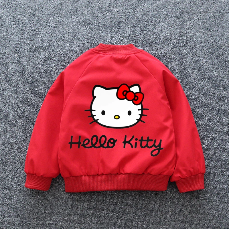 Sanrio Kawaii Hello Kitty Jacket for Baby Girl 2024 Spring Autumn Children Cartoon Long Sleeve Zipper Coat Kid Fashion Outerwear