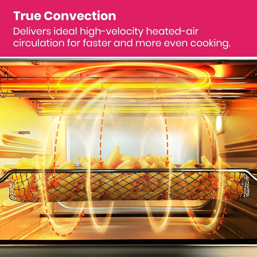 Limited Edition Happy Pink Infrared Heating Air Fryer Toaster Oven, Extra Large Countertop Convection Oven 10-in-1 Combo