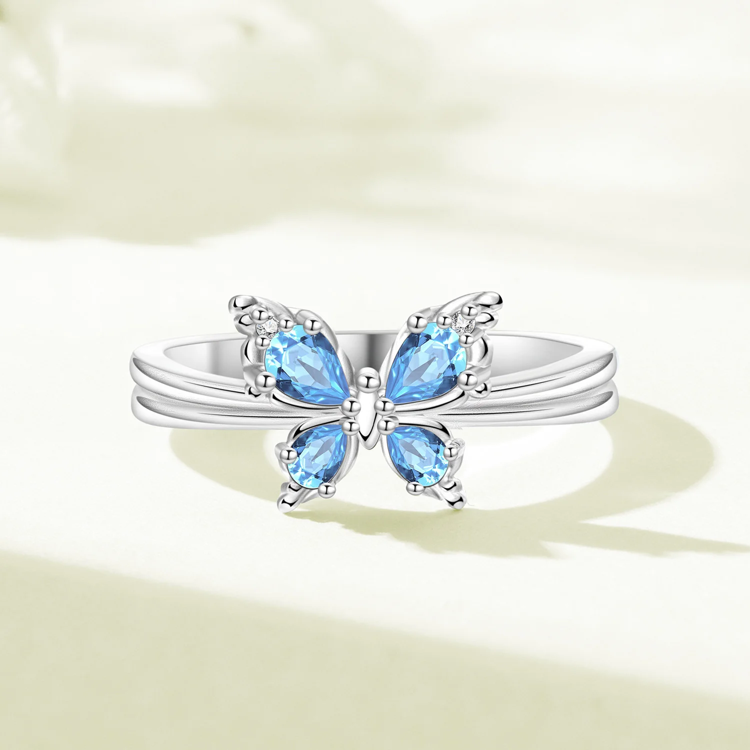 Orstarry S925 Sterling Silver Blue Butterfly Insect Closed Ring For Women Original Finger Ring Jewelry Party Fine Trendy Gifts