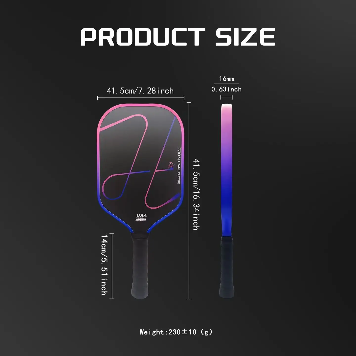 Hot Sale T700 Carbon Fiber GEN5 Hot Pressed High Elastic Upgraded Foam Core Outdoor Professional Grade 16mm Pickleball Paddle