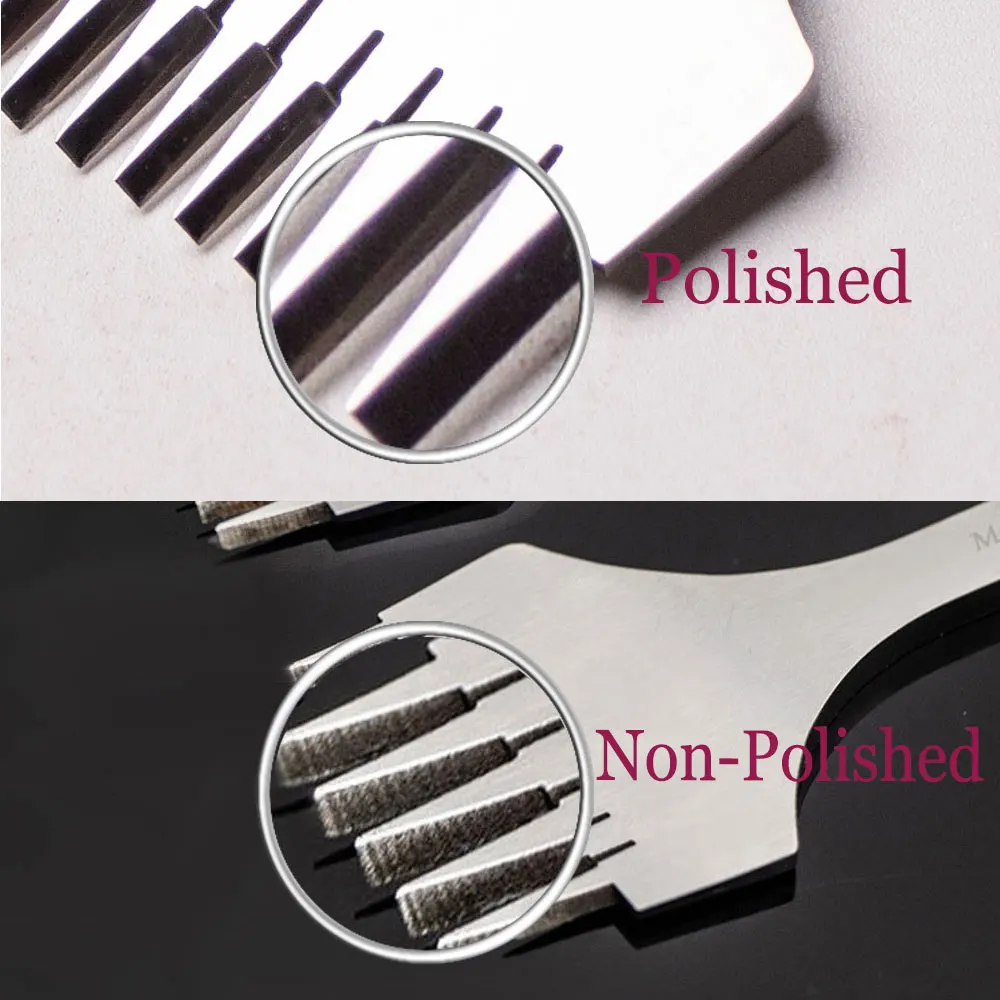 Polished tooth prongs Leather Stitching Punch Tool Chisel Leather Hole Punches Tools Set Craft Polished Prongs Lacing Stitch DIY