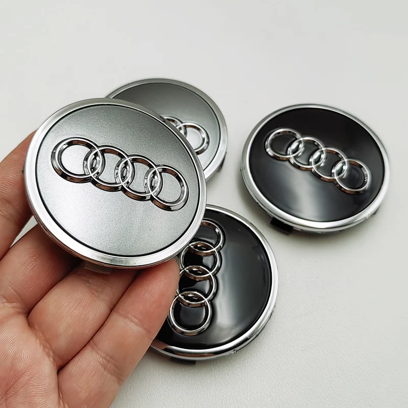 4pcs 61mm Black Grey Car Styling Badge Wheel Center Hub Cap Rim Caps For Audi Emblem 4M0601170JG3 A4 A6 Q3 Q5 Q2 Q7 Accessories